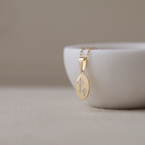 Dainty Cross Necklace | 18k Gold Filled - Picture 6 of 9